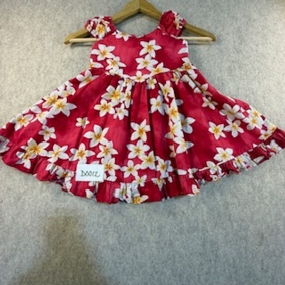 Royal Hawaiian Creations Girls Pink Plumeria Floral Dress Size 2 Made in Hawaii